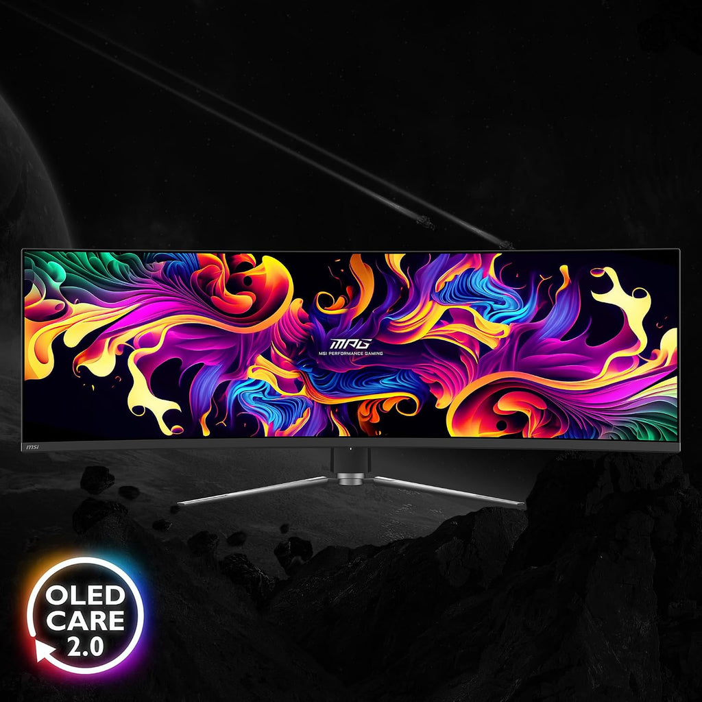 msi MPG 491CQP QD-OLED, 49 Curved OLED Gaming Monitor, 5120 x 1440 (DQHD), 0.03ms Response time, 144Hz, True Black HDR 400, HDMI, DP Port, USB Type C, Tilt, Height