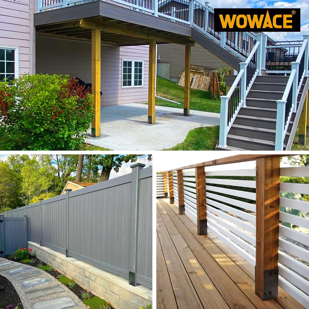 4'x4' Stainless Steels U-Shape Post Holder, Wet Concrete Post Anchor, Heavy-Duty Post Base Bracket for Fence, Deck Railing, Wood Gazebo, Pergola (8pack-Dark Gray)