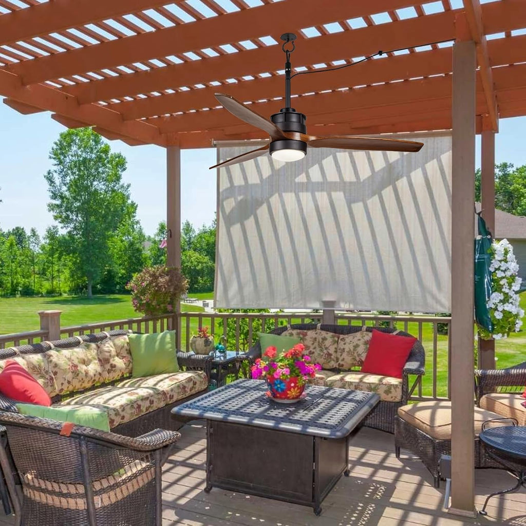EKIZNSN Gazebo Fans Outdoor Hanging with Remote, 32' Gazebo Ceiling Fan with Light Hook Installation for Outside Porch, Pergola, Garage