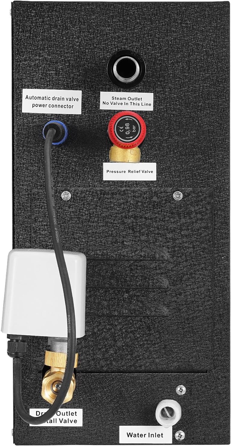 VEVOR Steam Generator, 6 kW Steam Shower System with Controller for Home Sauna & Spa, Commercial Auto Drain Kit with Overheat, Dry-Run & Overpressure Protection, 10min to 24h Timer, Black