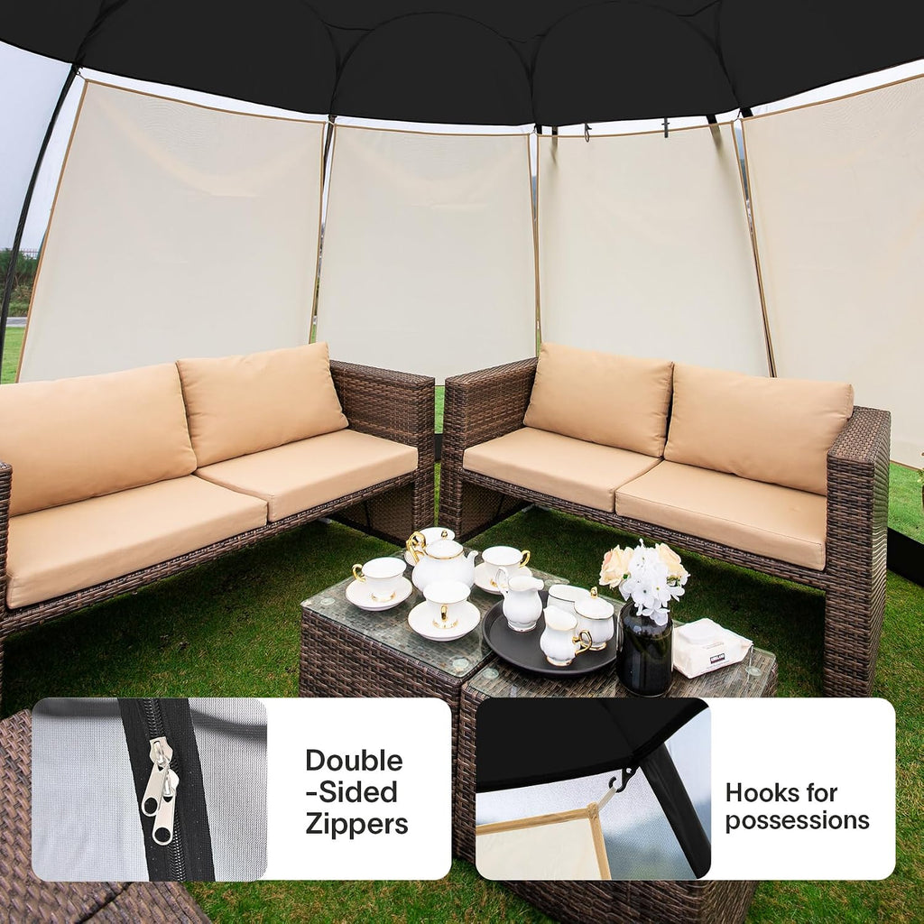 Alvantor® Pop Up Screen House, Outdoor Mosquito Mesh Tent with UV Resistant, Pop Up Canopy Easy Up, Foldable Screen Room for Camping,Backyard, Garden, Patio(Black, 15x15 FT)