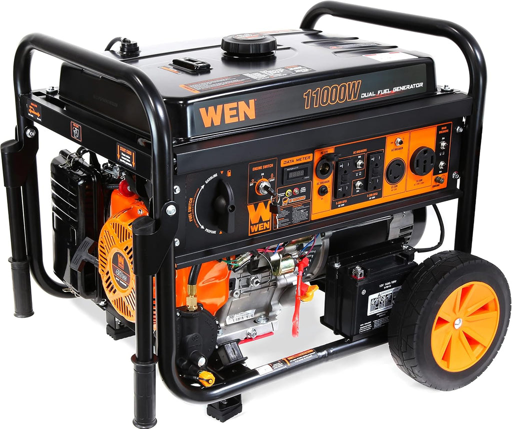 WEN DF1100X 11000-Watt Electric Start Portable Generator with Wheel Kit and CO Shutdown Sensor, Black