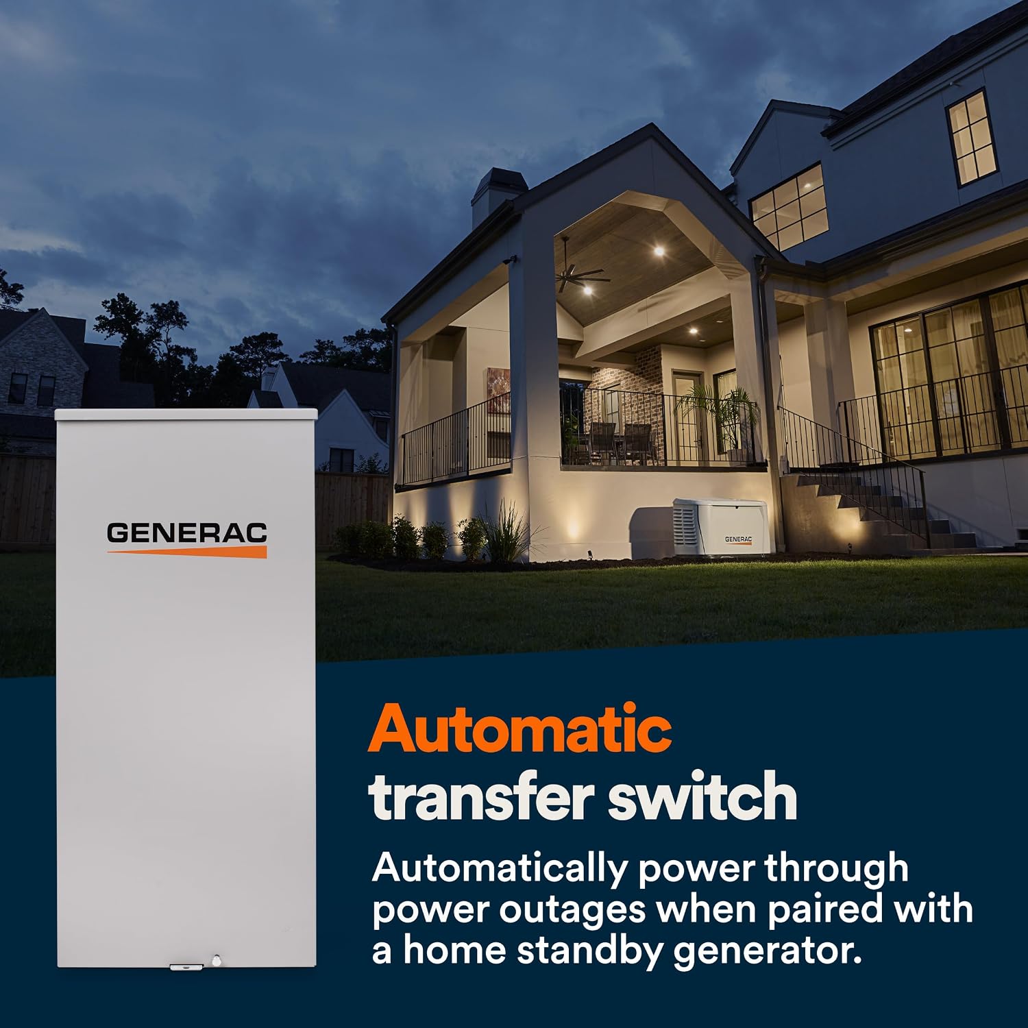 Generac 200-Amp Automatic Generator Transfer Switch, Open Transition, Service Rated, Integrated Brownout Protection, Outdoor Enclosure