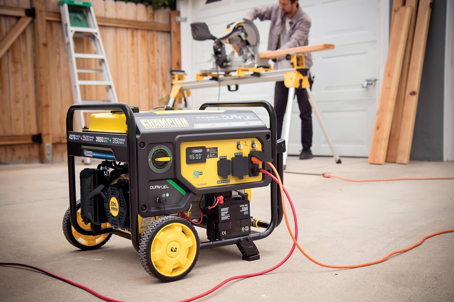 Champion Power Equipment 4375-Watt Wireless Start Dual Fuel RV Ready Portable Generator with CO Shield
