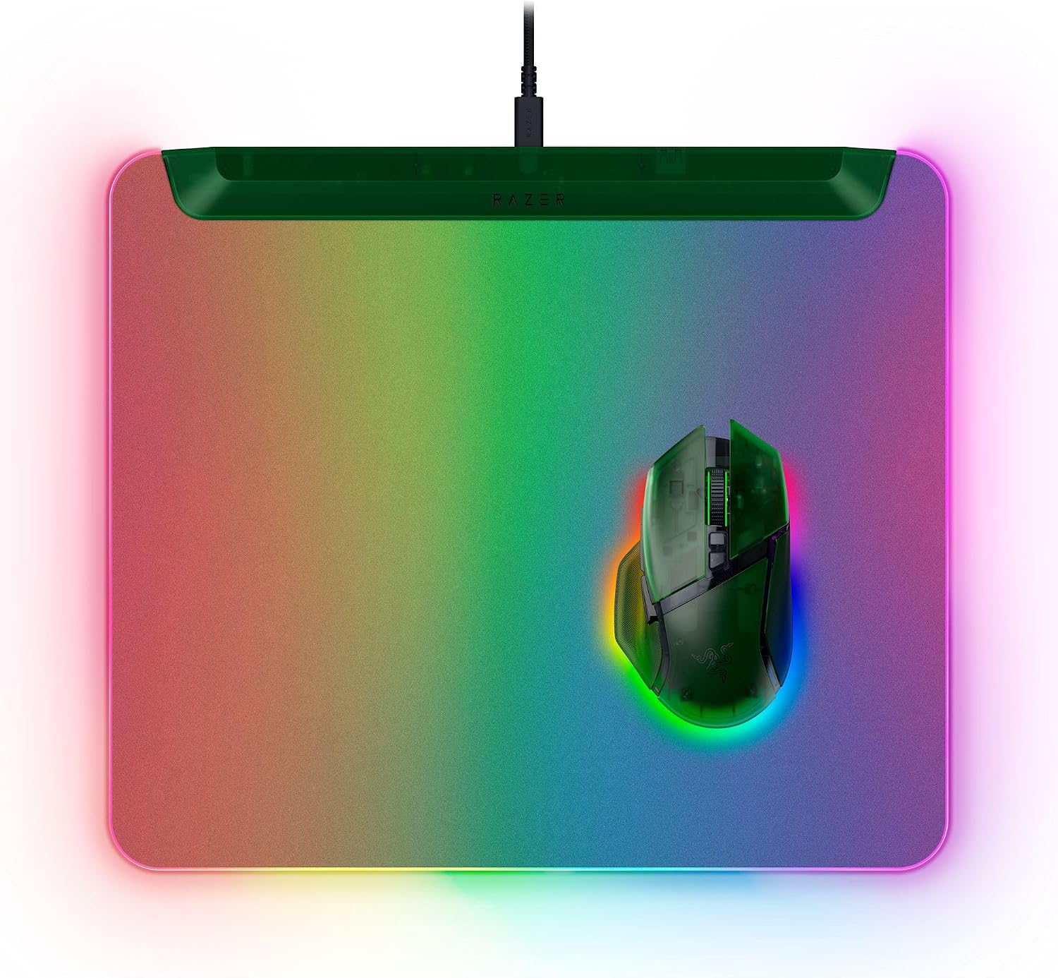 Razer Firefly V2 Pro Fully Illuminated RGB Gaming Mouse Mat: Backlit Design - 15 Zone Chroma Lighting - USB 2.0 Port - Detachable USB Type C Cable - Micro Textured Surface - Anti Slip Base