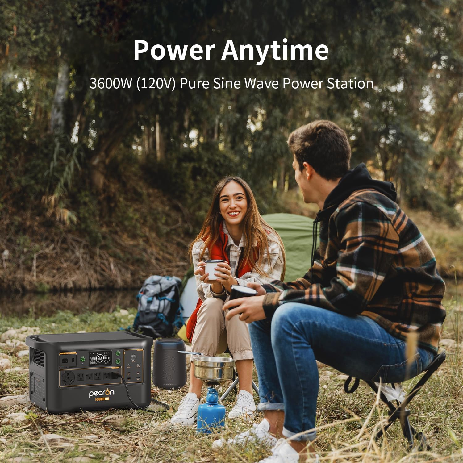 PECRON F3000LFP Solar Generator with 300W Solar Panel, 3072Wh Portable Power Station, 3600W LiFePO4 Battery Home Backup, Fast Charging Lithium Battery with 100W USB-C for Home, Camping, RV, Emergency