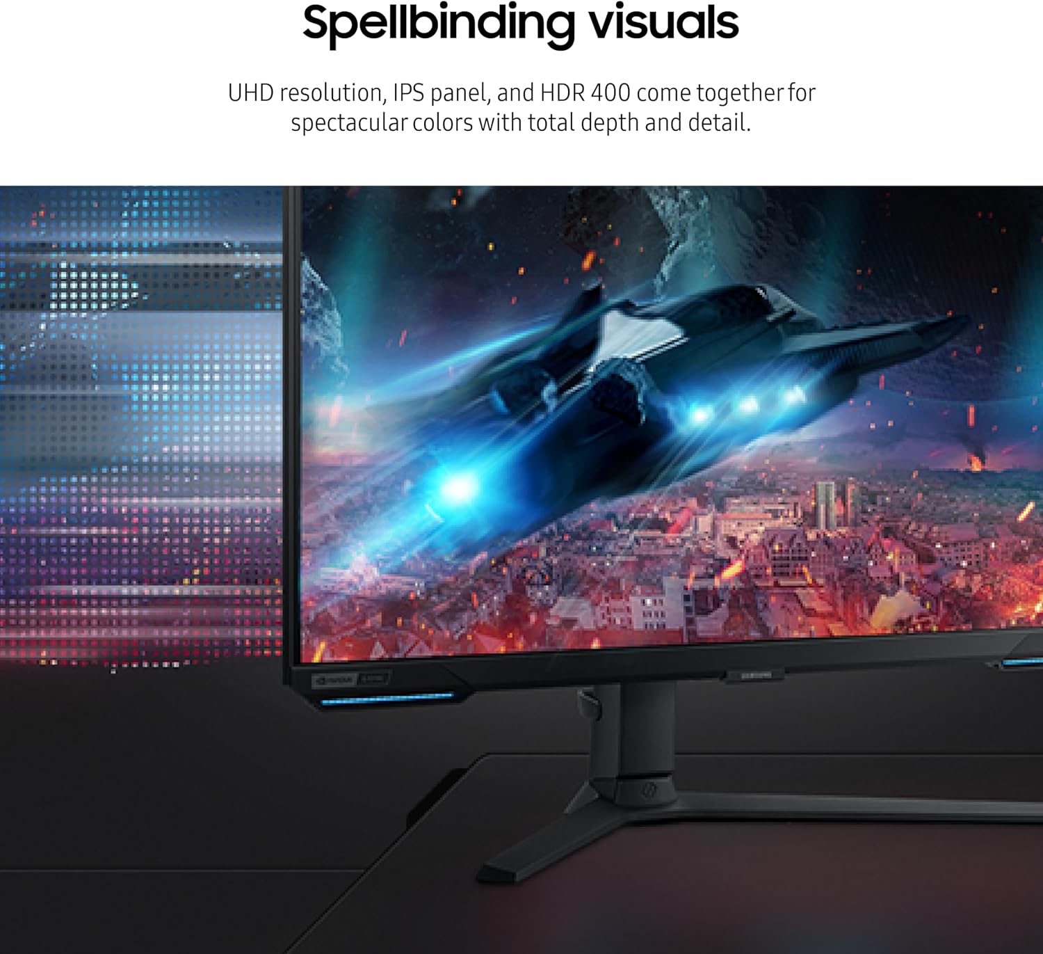 SAMSUNG 28' Odyssey G70B Series 4K UHD Gaming Monitor, IPS Panel, 144Hz, 1ms, HDR 400, G-Sync and FreeSync Premium Pro Compatible, Ultrawide Game View, LS28BG702ENXGO, Black