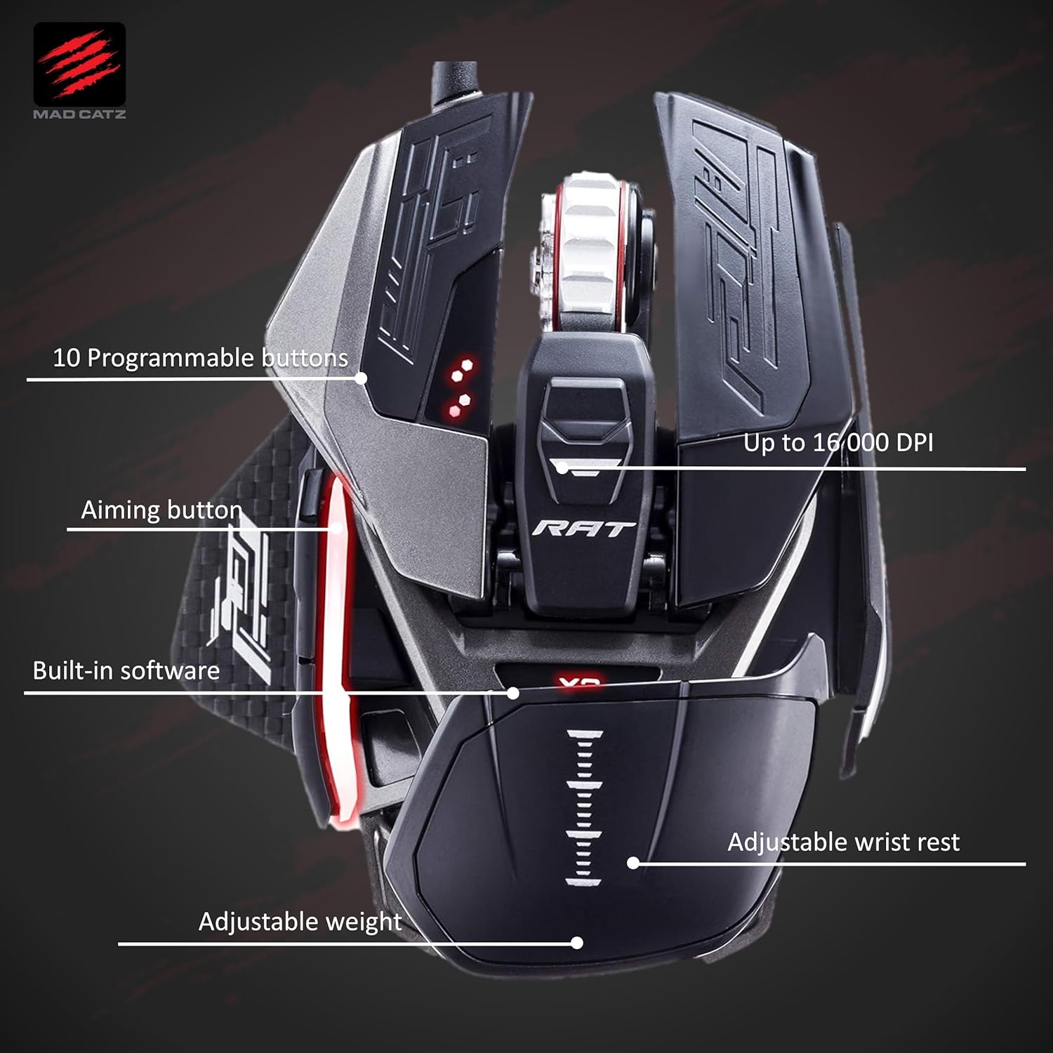 MAD CATZ R.A.T. Pro X3 Gaming Mouse (USB/Black/16000dpi/10 Buttons) - MR05DCINBL001-0
