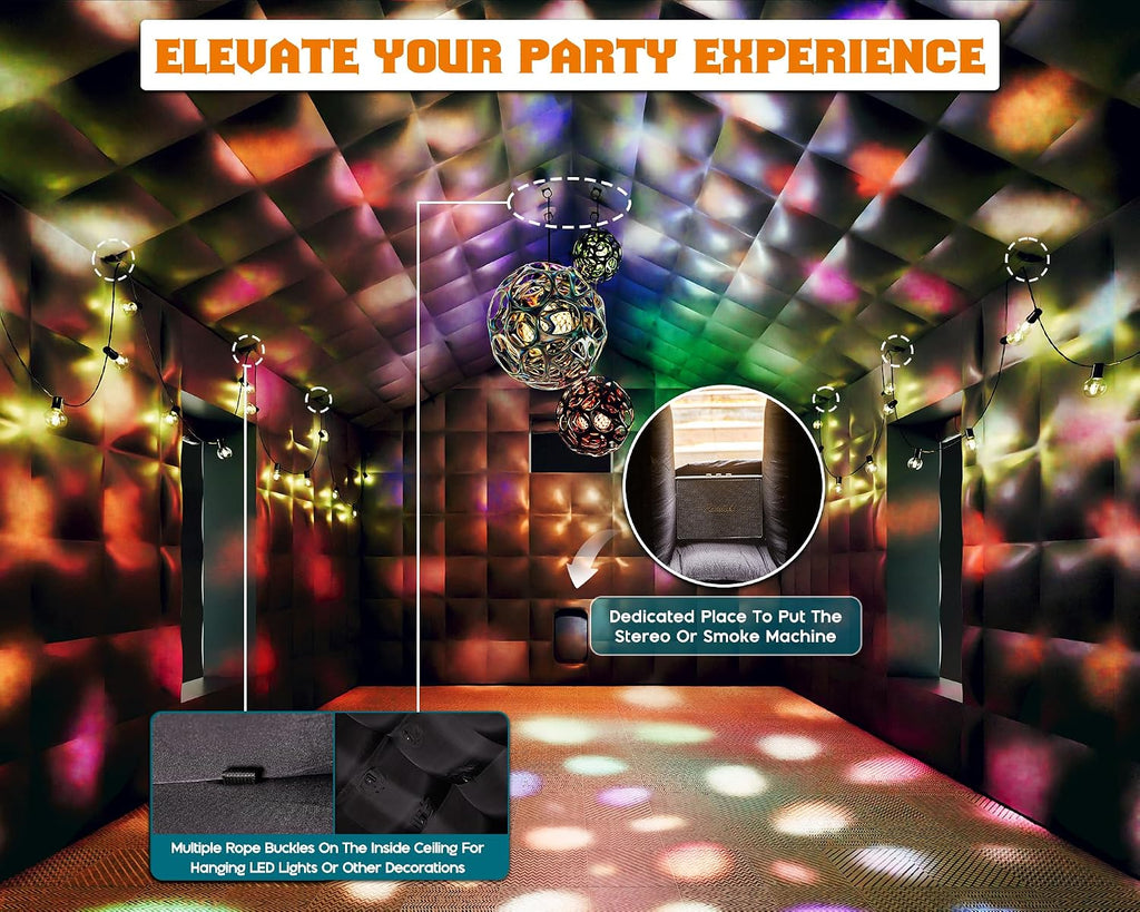 SPECRAFT 20x16x14 FT Large Inflatable Nightclub, Inflatable Tent for Parties with 2 Sides Escape Doors, Party Tent for Birthday Party/Outdoor Events, Black