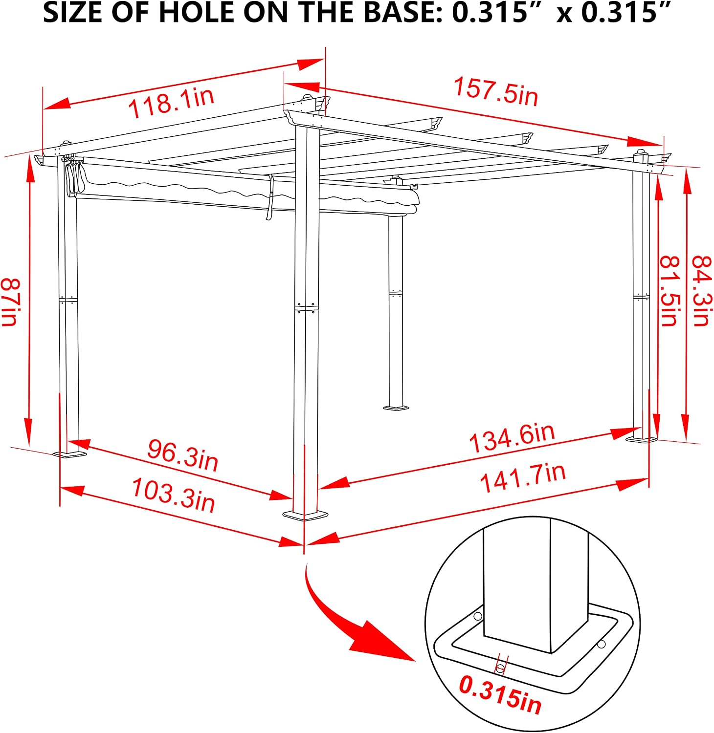 BlueWish 10'x13' Outdoor Pergolas, Metal Pergola with Upgraded Retractable Pergola Canopy, Aluminum Pergolas and Gazebos Heavy-Duty Shelter Sun Shade for Patio Yard, Gray