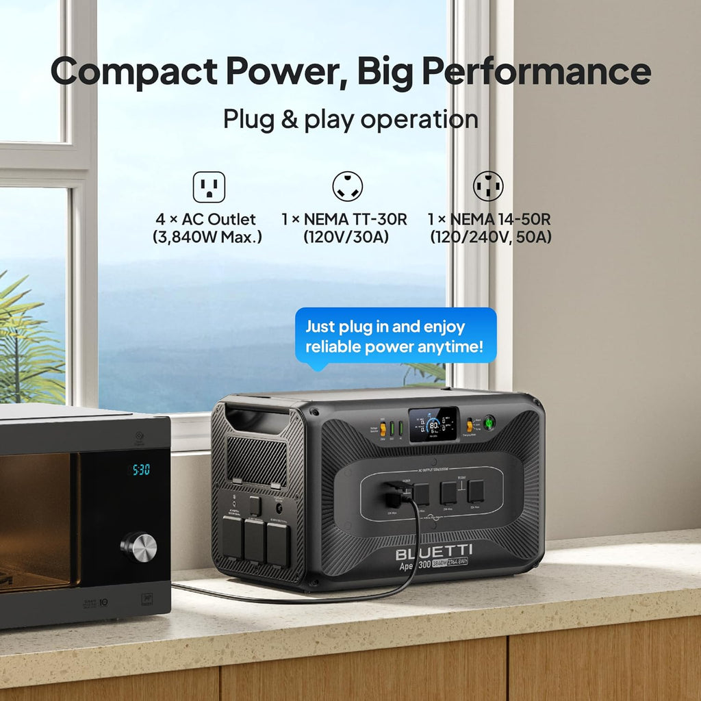 BLUETTI Apex 300 Solar Generator & 2 B300K, 8294.4Wh LFP Battery Backup with 6 3840W AC Outlets (7680W Surge), 120V/240V Dual Voltage Output, Modular Power for Home, RV and Emergencies