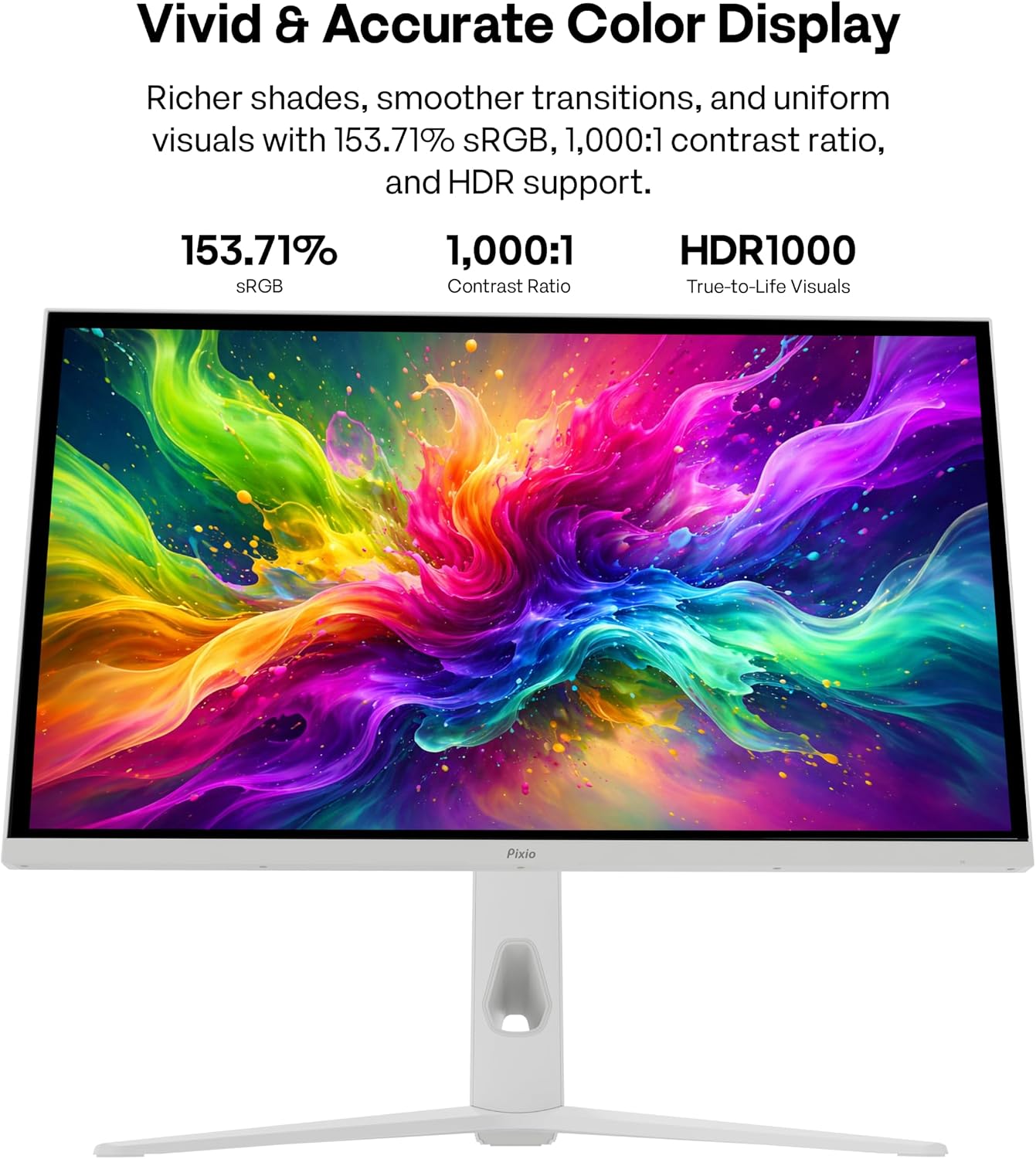 Pixio PX27UM Mini LED White 27 inch Dual Mode UHD 4K 160Hz/FHD 1920x1080 320Hz Fast IPS Panel 1ms GTG Response Time Gaming Monitor with Adaptive Sync HDR and Fully Adjustable Stand