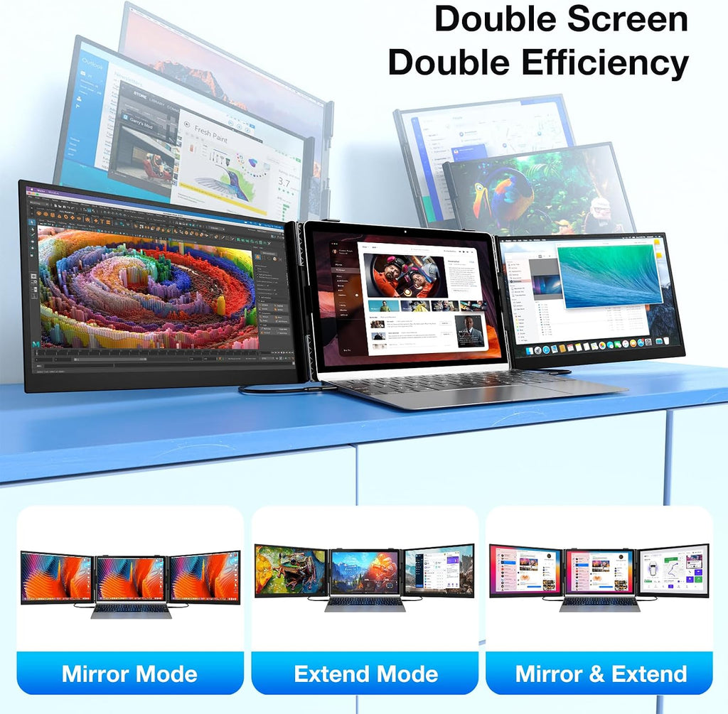 Laptop Screen Extender, Ultra-Thin 15.6' FHD 1200P 16:10 Portable Monitor for Laptop, Lightweight Travel Monitor Extender Plug & Play for 14.2'-17.3' Laptops, Compatible with Wins/Mac/Android/Chrome