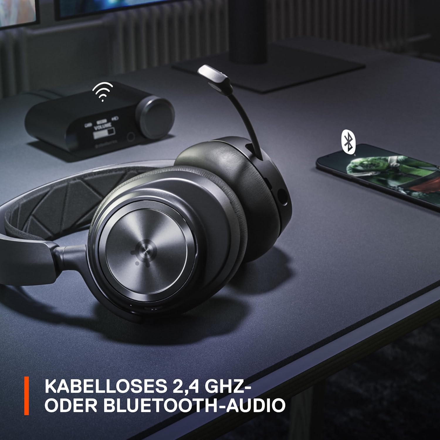 SteelSeries Arctis Nova Pro Wireless 61520 Gaming Headphones, Wireless, Sealed, High Resolution Active Noise Canceling, Compatible with PC, PS5, PS4, Switch, Hi-Fi Sound, Black, Adjustable