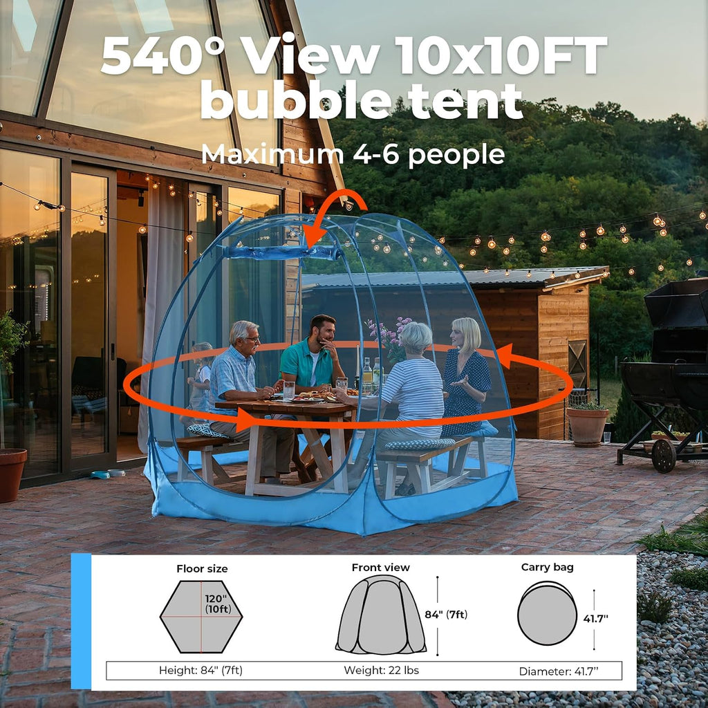 All Weather Proof Pod Pop Up Bubble Tent for 3-8 People, Large Oversize Dome House, Cold Protection Camping Tent, Winter Instant Igloo for Outdoor Activities