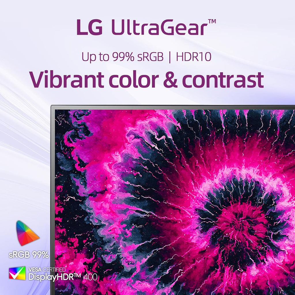 LG 27 Inch QHD Gaming Monitor, Ultragear Curved Display, 180Hz, 1ms, 1000R, AMD FreeSync, HDR10, 99% sRGB, Black Stabilizer, DAS Crosshair FPS Counter, HDMI x2, DisplayPort, Borderless Design, Black