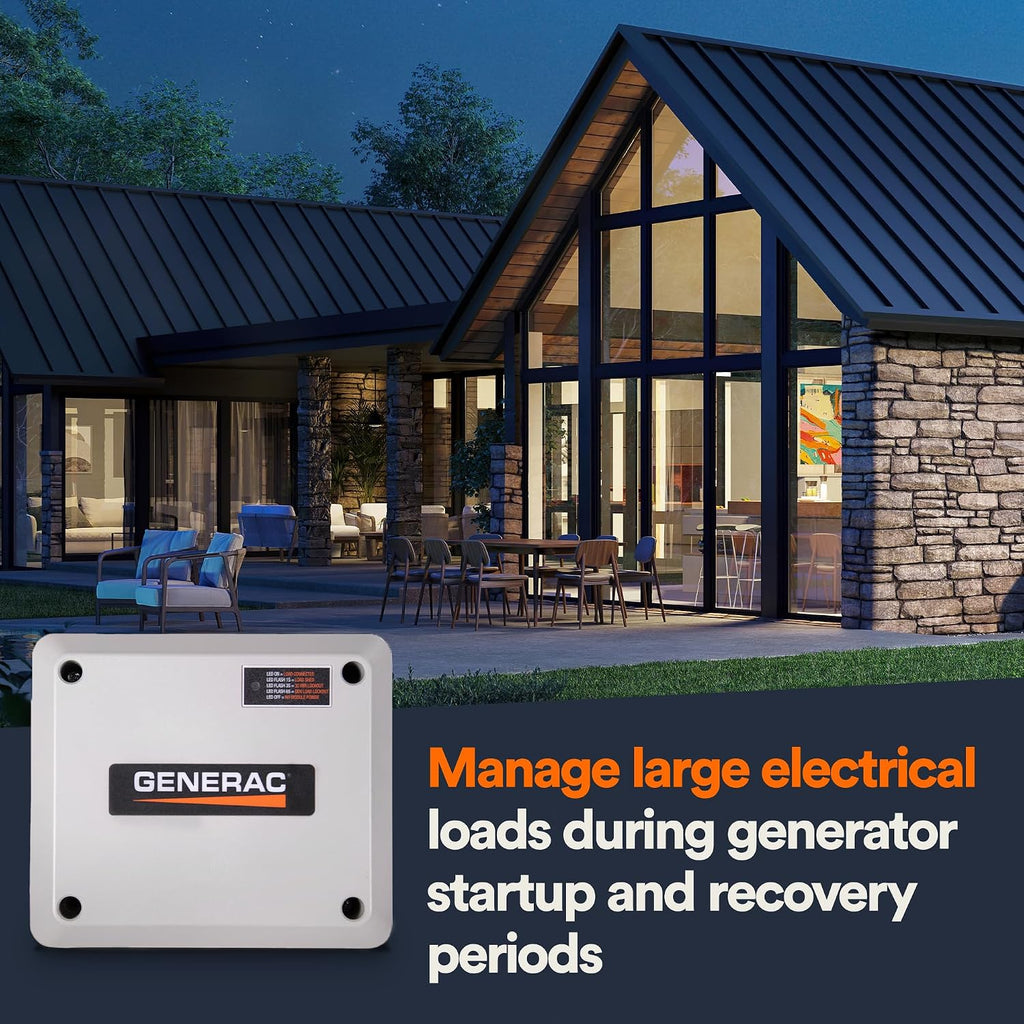 Generac 7000 50 Amp Load Manager - Efficient Load Prioritization and Wire-Free Technology for Reliable Power Management - Lock-Feature and LED Status Display for Convenient Operation - Gray