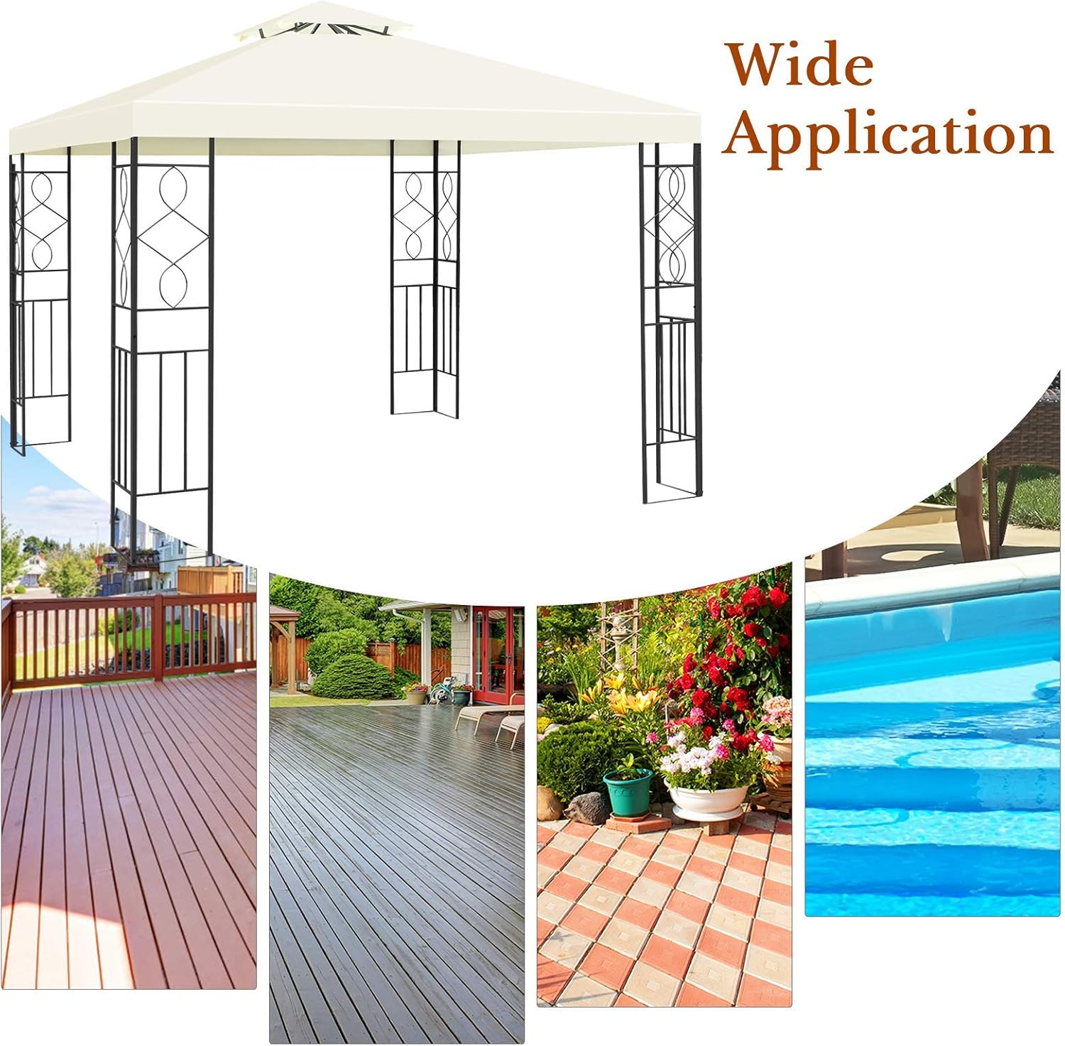 Tangkula 10 x 10FT 2-Tier Patio Gazebo, Outdoor Canopy Tent with Vented Double Roof, Powder Coated Steel Structure, Sun Shading Canopy Shelter for Home, Patio, Backyard, Garden (Beige)
