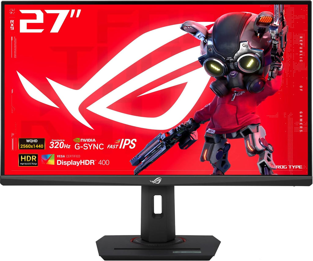 ASUS ROG Strix 27' 1440P USB-C HDR Gaming Monitor (XG27ACMS) – QHD (2560 x 1440), 320Hz, 0.3ms, Fast IPS, Extreme Low Motion Blur Sync, G-SYNC Compatible, DisplayWidget, Tripod Socket, 3 yr Warranty
