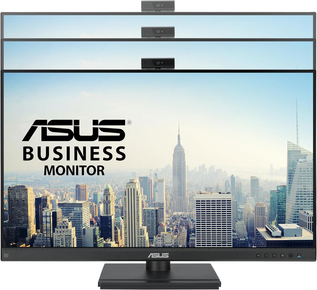 ASUS 27' 1080P Video Conferencing Monitor (BE279QFK) - Full HD, IPS, 100Hz, Frameless, Built-in Webcam, Mic Array, Speaker, Height Adjustable, Ergonomic Design, Eye Care, Wall Mountable, 3 yr warranty