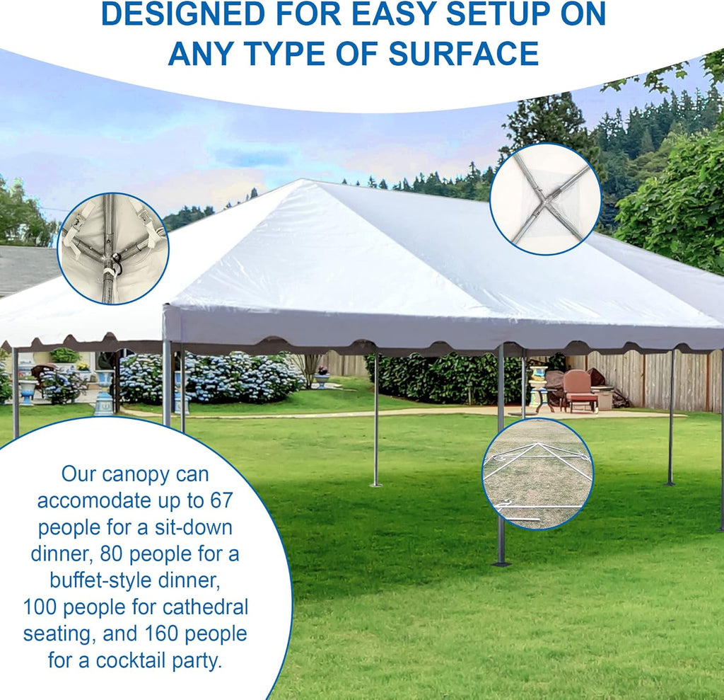 Party Tents DIRECT 20' x 40' Weekender West Coast Frame Style Party Tent | White PVC Top | for Weddings, Graduations, and Events