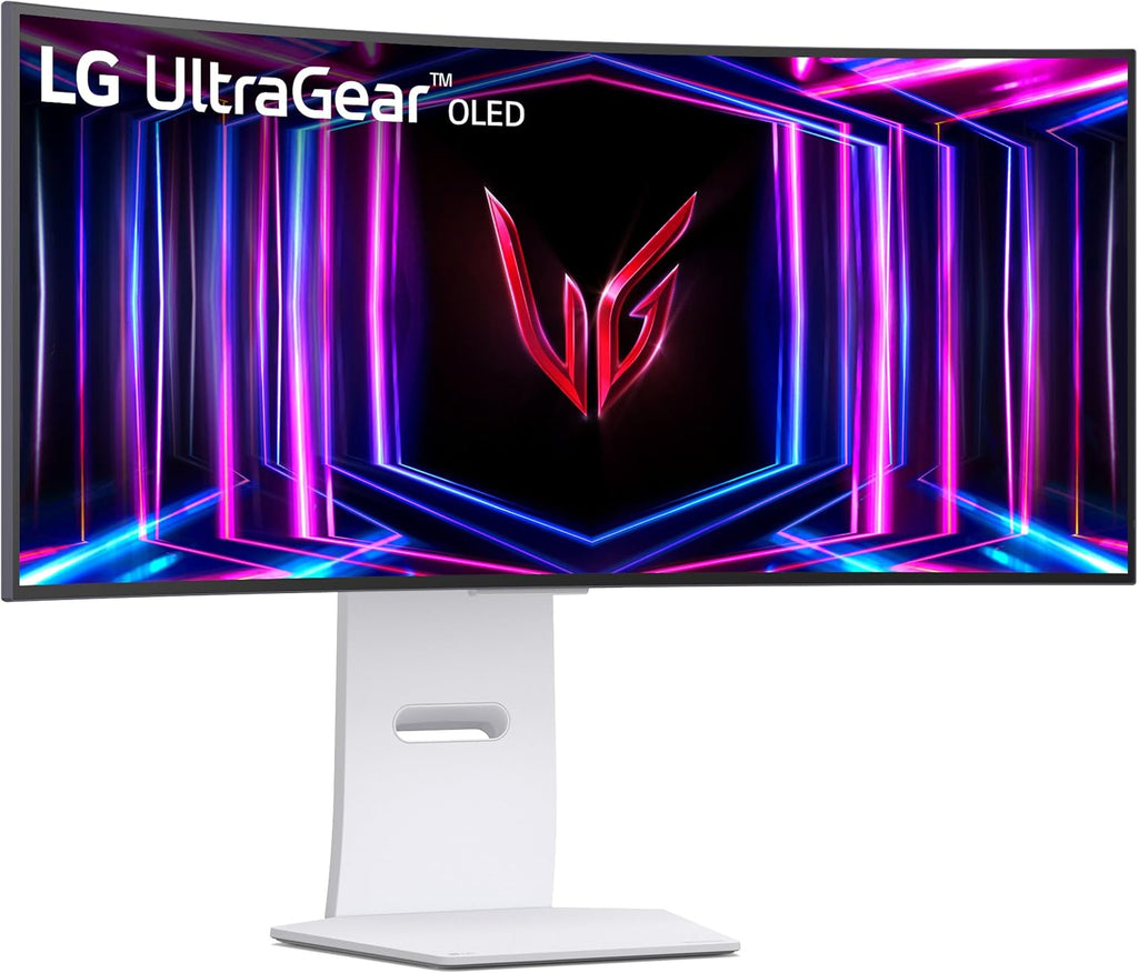 LG 34GS95QE 34-inch Ultragear OLED Curved Gaming Monitor WQHD 1440p 800R 240Hz 0.03ms AMD FreeSync Premium Pro NVIDIA G-Sync HDMI 2.1 DisplayPort Tilt/Height/Swivel Stand White