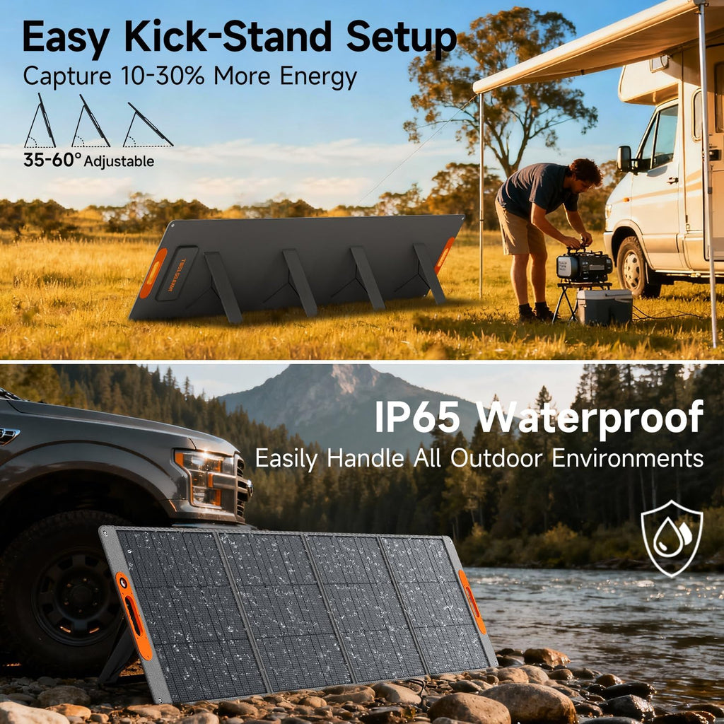 280W Portable Solar Panel for Power Station, 25.8% High Efficiency HPBC Solar Cell, QC3.0, Type-C 60W, MC4 Output, IP65 Waterproof, Ultra-Light Solar Panel for Outdoor Camping, RV, Off Grid