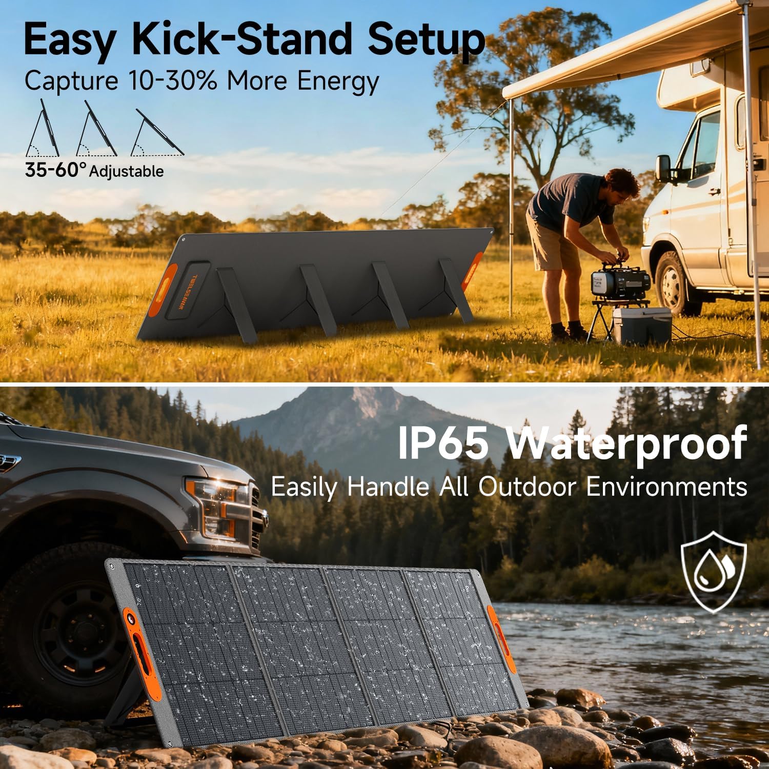280W Portable Solar Panel for Power Station, 25.8% High Efficiency HPBC Solar Cell, QC3.0, Type-C 60W, MC4 Output, IP65 Waterproof, Ultra-Light Solar Panel for Outdoor Camping, RV, Off Grid