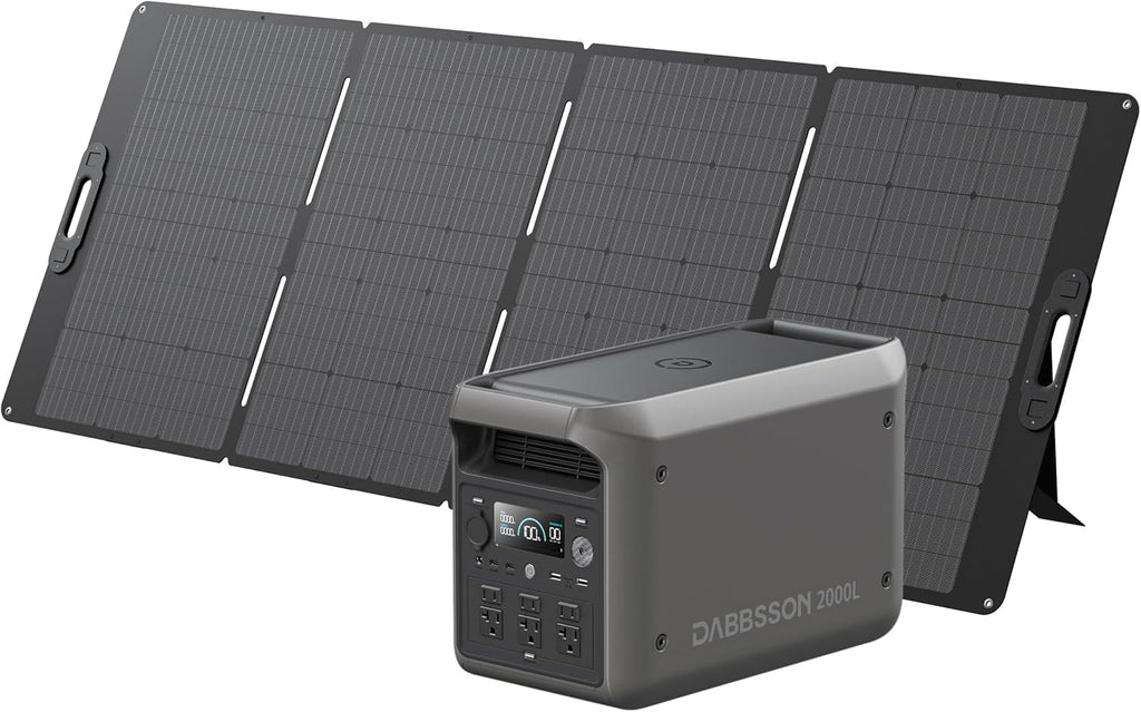 DABBSSON 2048Wh Solar Generator with 420W Solar Panel, Semi-Solid LiFePO4 Battery w/6 2200W AC Output, Compact&Lightweight, Recharge 80% in 1.5 Hr, 2000L Portable Power Station for Camping/Home/RV