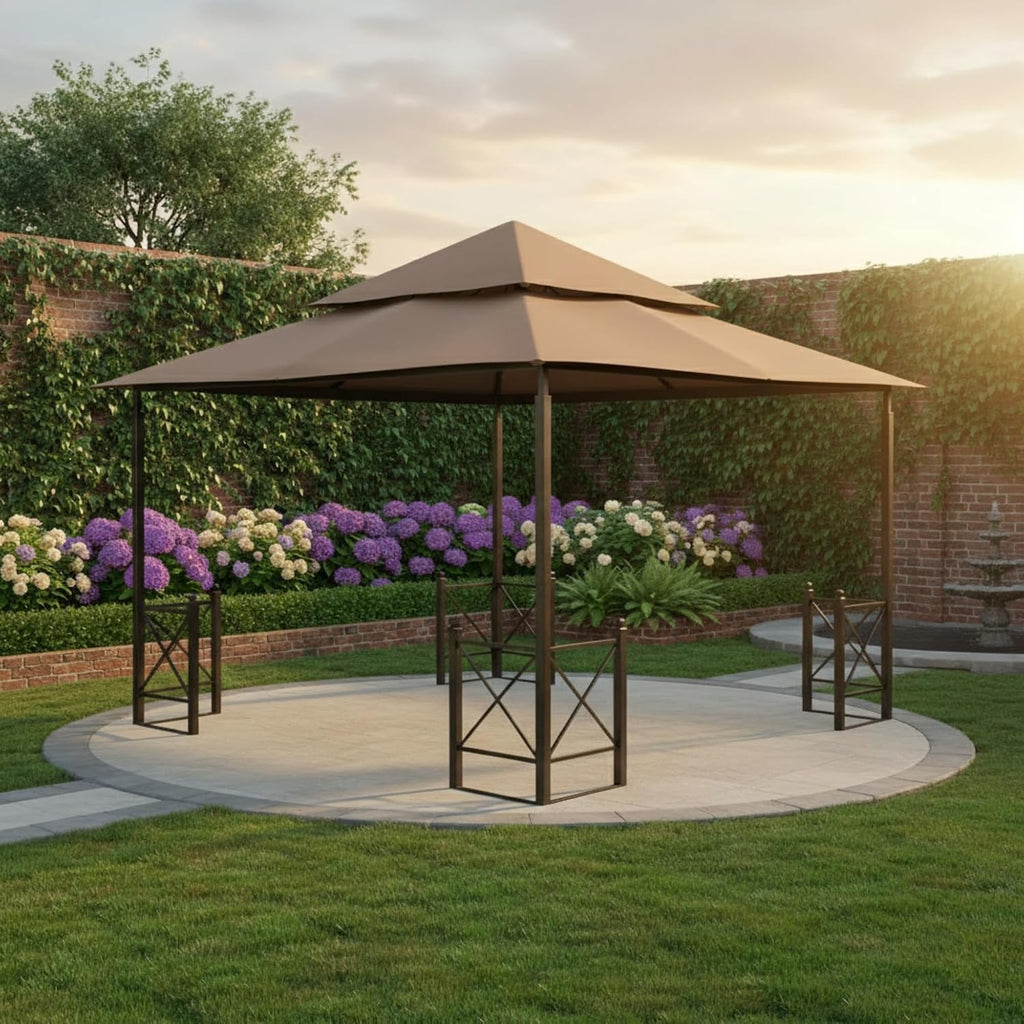 Garden Winds Reinforced RipLock 350 Replacement Canopy Top Cover Compatible with Harbor 12' x 12' Gazebo Models X1250B, GFS01250B, GFS01250A - Nutmeg