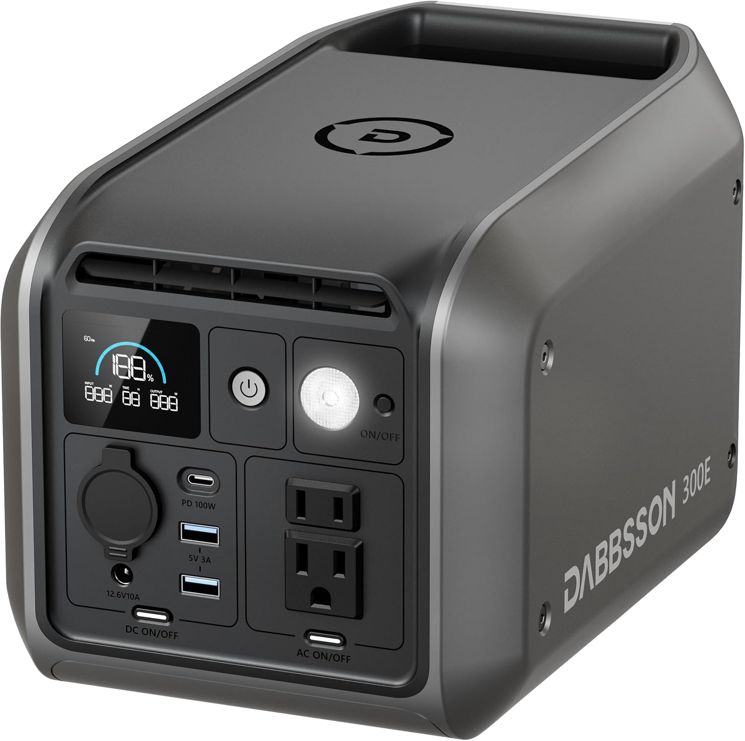 Dabbsson 298Wh Portable Power Station, 300W Solar Generator, 1.5X Extended Runtime,2xPure Sine Wave AC Outlets,60W USB-C, Smart APP, 300E Semi-Solid LiFePO4 Battery,for Outdoor Camping, Travel