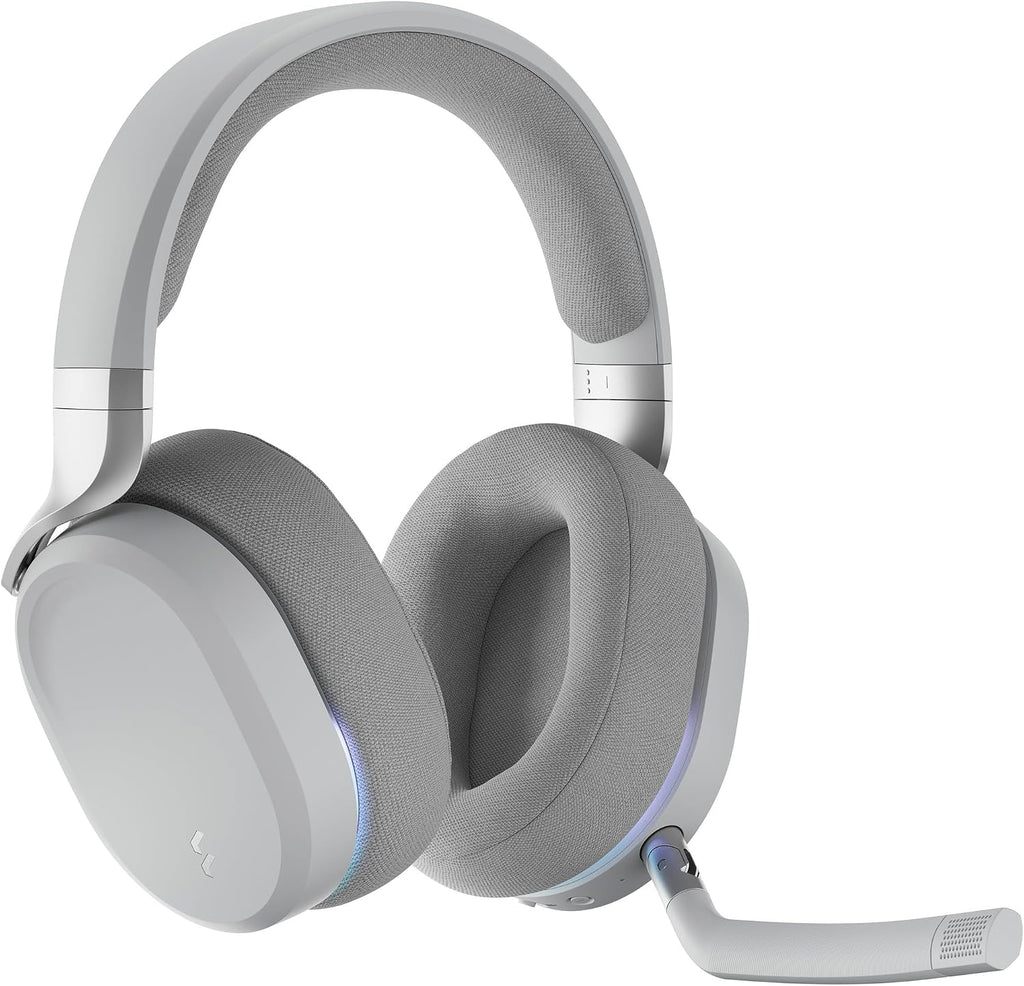 Fractal Design Scape Light - Wireless PC Gaming Headset - Detachable Flip-to-Mute Microphone with Noise Cancellation - Battery Life Up to 40 Hours - Configurable Ambient Lighting - Gray