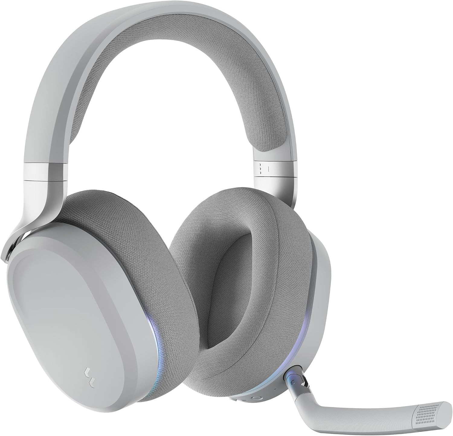Fractal Design Scape Light - Wireless PC Gaming Headset - Detachable Flip-to-Mute Microphone with Noise Cancellation - Battery Life Up to 40 Hours - Configurable Ambient Lighting - Gray