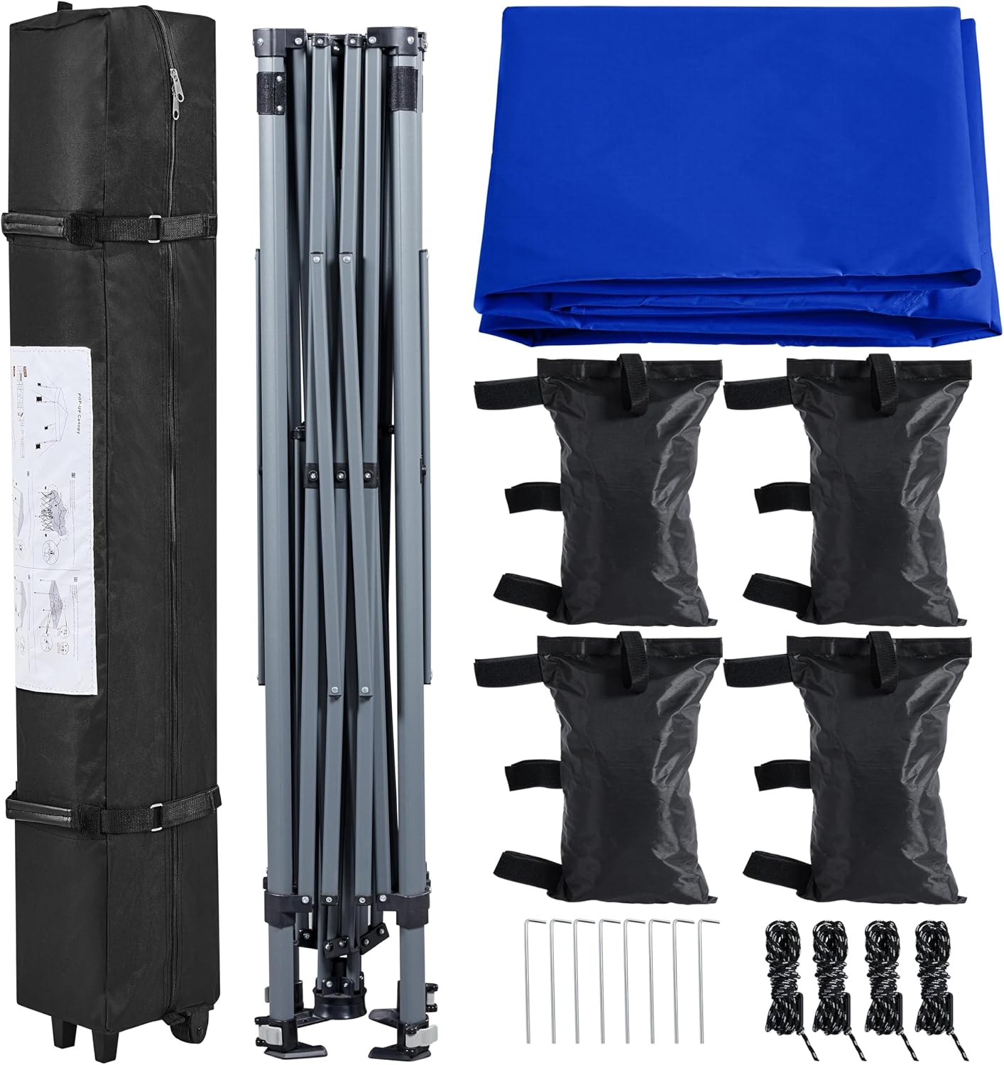 Yaheetech 12x12 Pop Up Canopy Easy Set-up Tent, Portable Outdoor Canopy Instant Tent, Commercial Gazebo with Wheeled Carry Bag & 4 Sandbags for Home, Party & Outdoor Activities, Blue