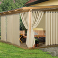 HolidayIdeas Extra Wide Outdoor Curtains for Patio Waterproof, 6 Panels - 110x84 Inches - Weatherproof Privacy Outsides Curtains for Backyard Porch Gazebo, Sunlight & UV Blocking (Cream, Grommet Top)