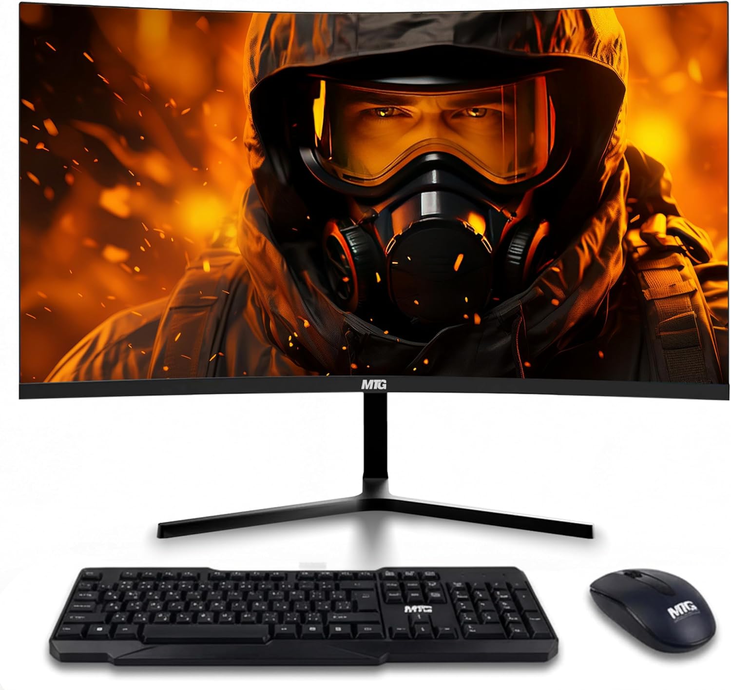 MTG Dual 24' Curved Monitor Full HD 1080P Frameless Screen, HDMI DP USB Audio, Low Motion Blur, VESA Mount, Wireless Keyboard Mouse Combo, Computer Monitor for Gaming, Home and Office
