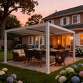 Kozyard Outdoor Louvered Pergola 12' x 12' Pergola Sun Shade All-Weather Aluminum Packing Shelter with Drainage System Adjustable Roof Waterproof for Poolside Balcony Patio Garden Yard White