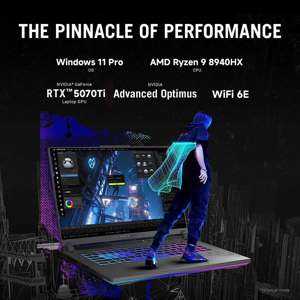 ASUS ROG Strix G16 Gaming Laptop 2025, AMD Ryzen 9 8940HX, NVIDIA RTX 5070Ti 12GB GDDR7, 16' WUXGA 165Hz 3ms Display, 32 GB DDR5 RAM, 2 TB PCIe SSD, RGB KB, Dolby Atmos, Win 11 Pro, Eclipse Grey