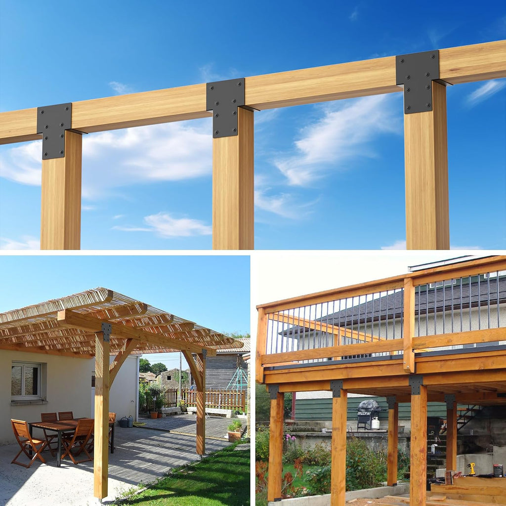 6'x 6' Post Cap Tie Rod Brackets,TROPTOLKY Heavy Duty Wood Beam Tie Rod Brackets, for Supporting Outdoor Pergolas, Gazebos, Decks and Porches,4 Pcs