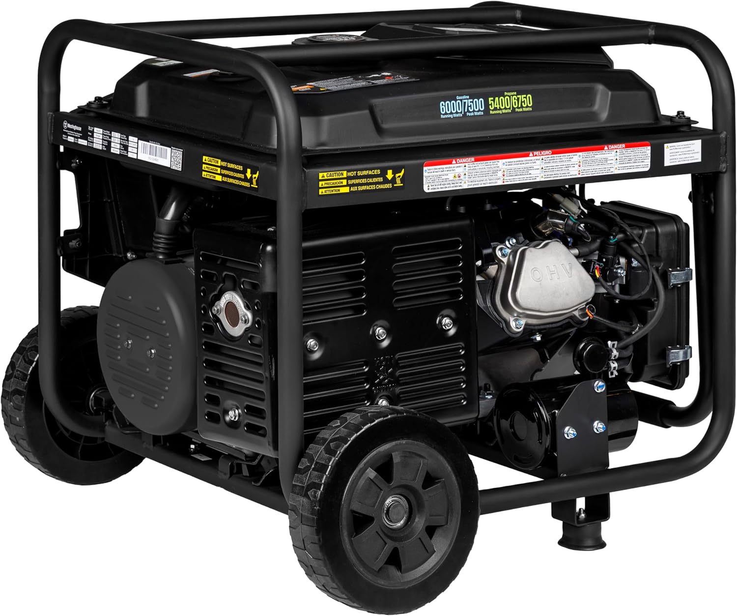 Westinghouse 7500 Peak Watt EFI Dual Fuel Home Backup Portable Generator, Remote Electric Start, Transfer Switch Ready, Gas and Propane Powered, CO Sensor, CARB Compliant