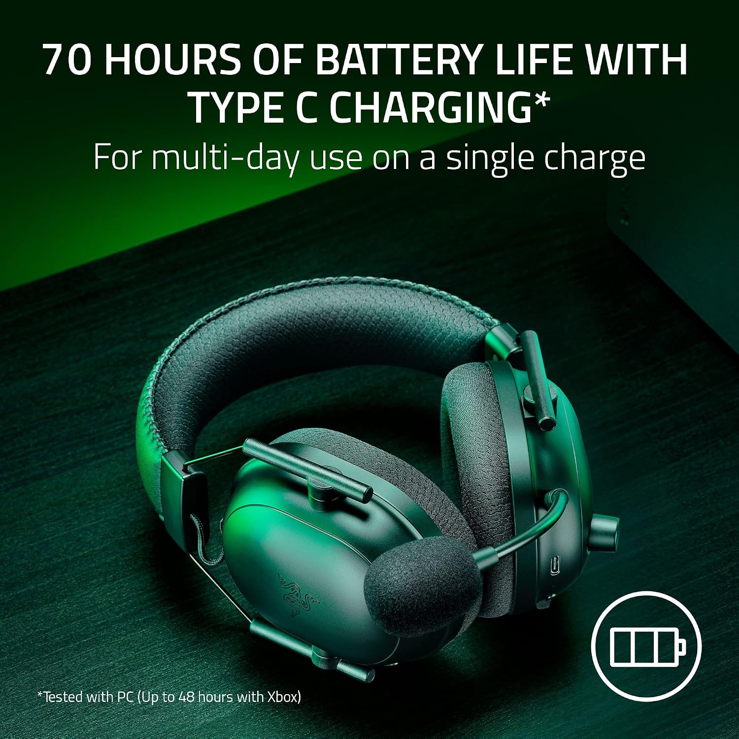 Razer BlackShark V2 Pro Wireless Xbox Gaming Headset: 50mm Drivers - Super Wideband Mic - Noise Isolating Earcups - for Xbox, PS5, Nintendo Switch 2, PC, Mac - Bluetooth, USB-C - 70hr Battery - Black