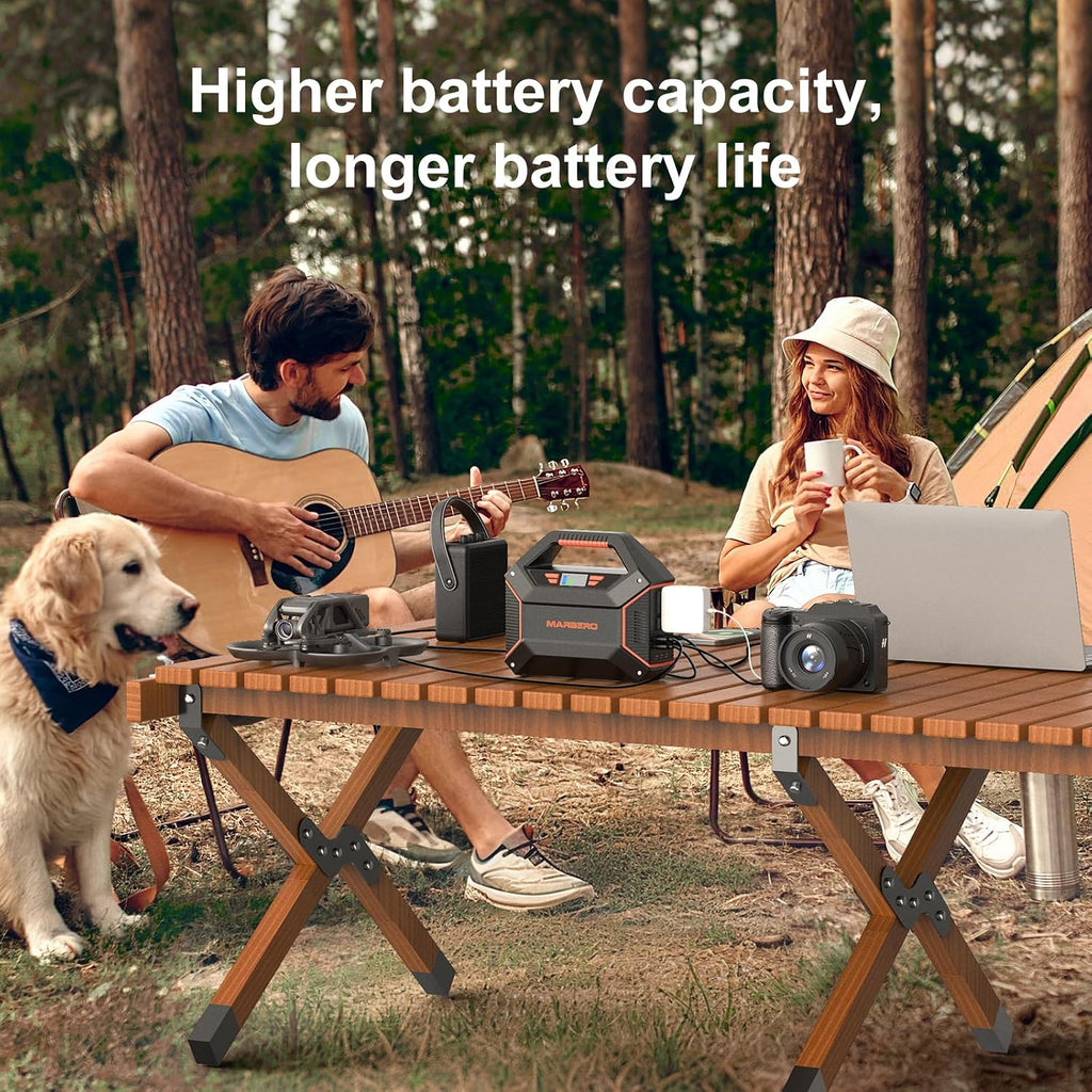 MARBERO 155Wh Solar Generator with 30W Solar Panel Portable Power Station 100W Multi-Output Built-in LED Flashlight & 6.5ft Cable Ultra Lightweight for Camping Emergency Blackout