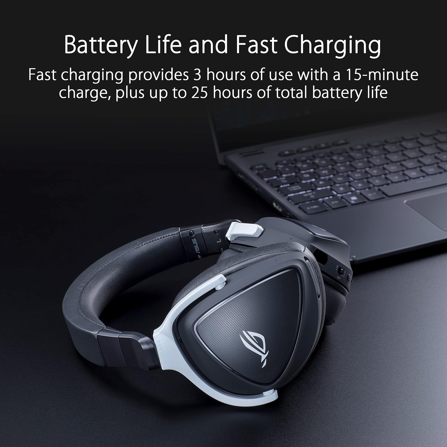 ASUS ROG Delta S Wireless Gaming Headset, Black, 50mm Drivers, AI Beamforming Mic, Low-Latency Bluetooth, USB-C, 3 Hours of Use, IPX4 Water Resistance