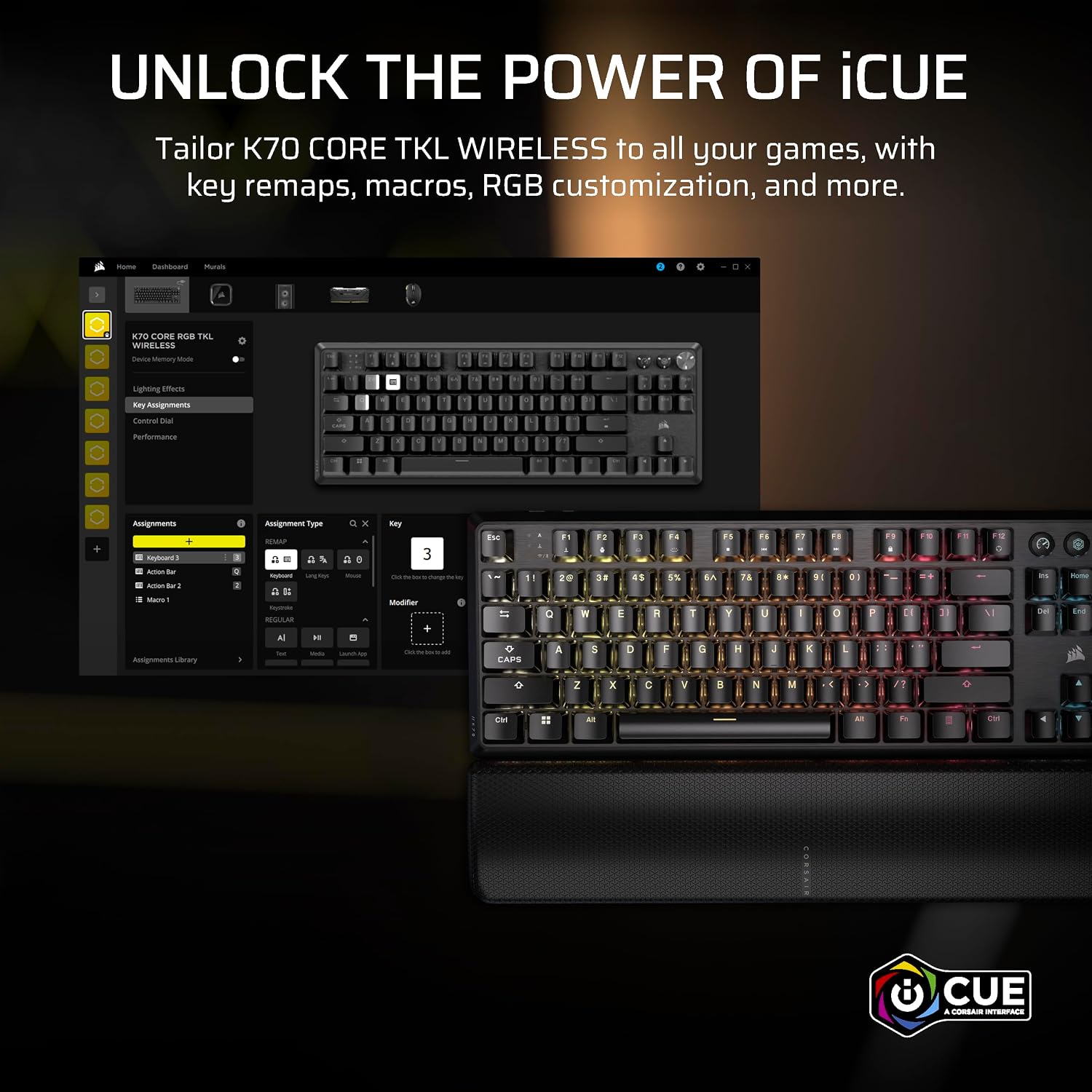 Corsair K70 CORE TKL Wireless + Elgato Stream Deck Mini Bundle - Mechanical Tenkeyless Gaming Keyboard with Studio Controller for Zoom, Teams, PowerPoint, MS Office etc, Compatible with PC/Mac