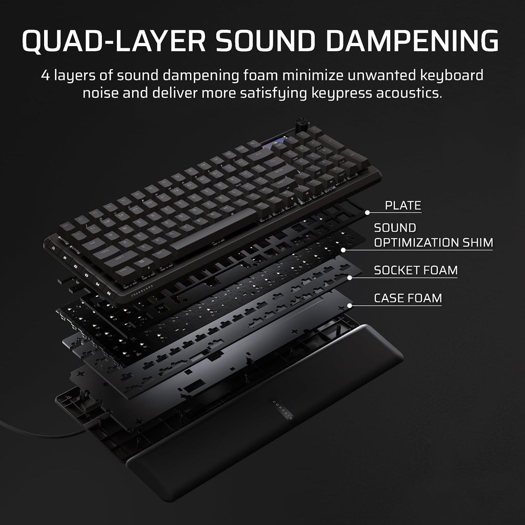 Corsair Vanguard 96 Wired Mechanical Gaming Keyboard – 96% Layout, MLX Plasma Linear Switches, 8000Hz Polling, LCD Display, Virtual Stream Deck, G-Keys, SOCD Flashtap, QWERTY US – Black