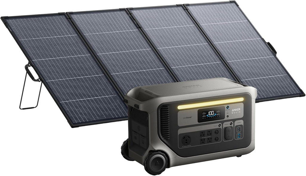 Anker SOLIX F3000 Portable Power Station with 400W Bifacial Solar Panel, 3,072 Wh, 6,000W Fast Recharging, Solar Generator for Home Backup, Expandable to 24 kWh, for Power Outages, RVs and Camping