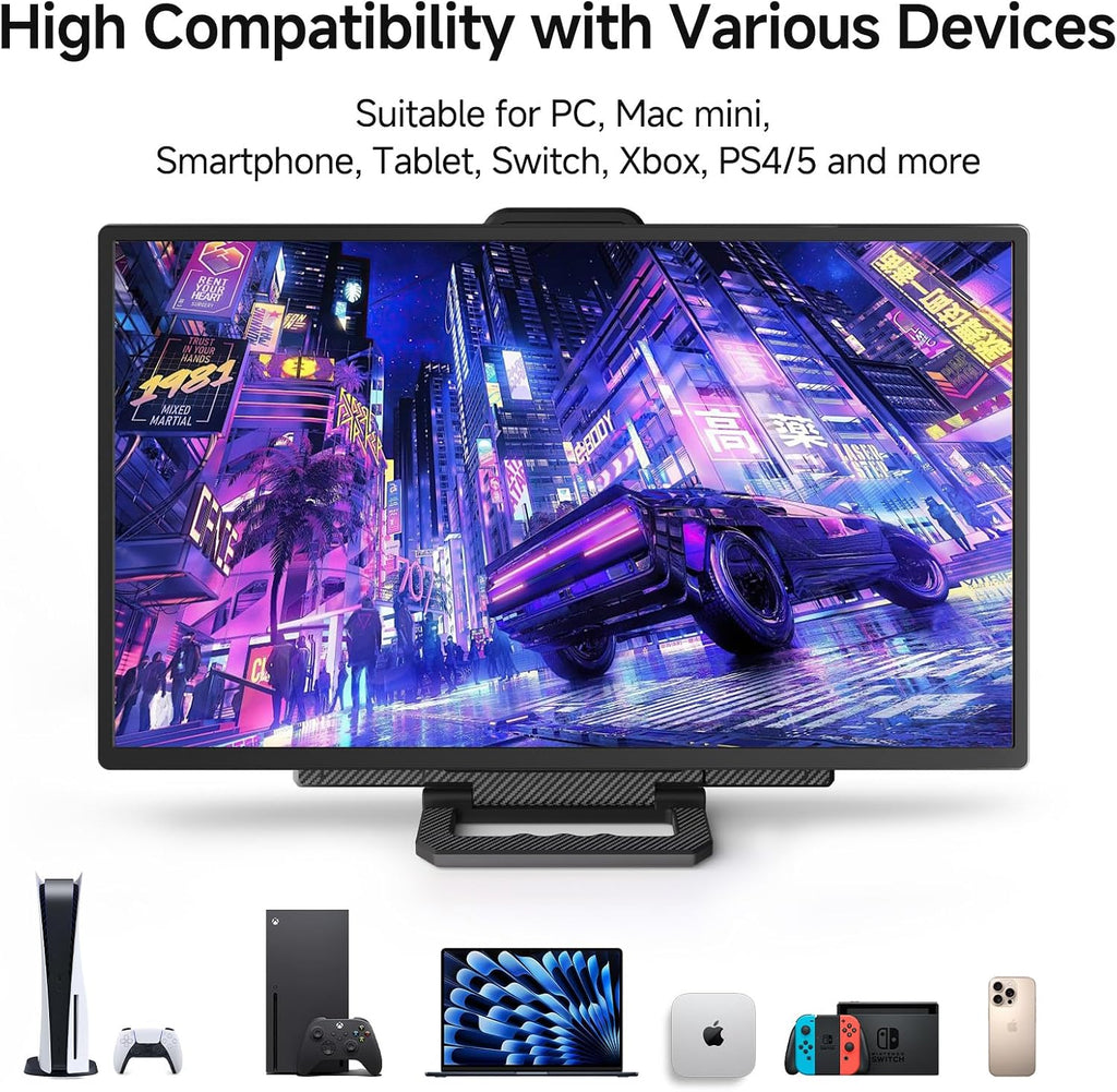 24' 2.5K 180Hz Portable Monitor - Laptop Screen Extender 112% sRGB Wide Color HDR HDMI USB C Travel External Display with Stand Gaming Monitor for Computer PC Phone Game Console
