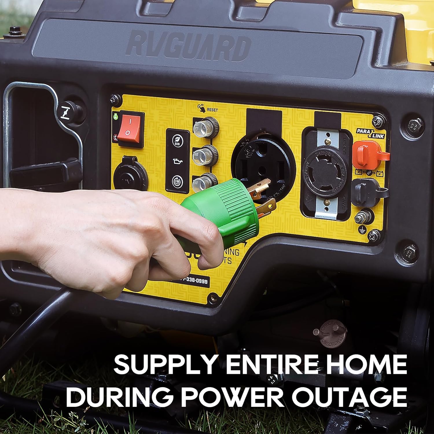 RVGUARD 4 Prong 30 Amp 75 Foot Generator Extension Cord, NEMA L14-30P/L14-30R, 125/250V Up to 7500W 10 Gauge SJTW Generator Cord with Cord Organizer, ETL Listed