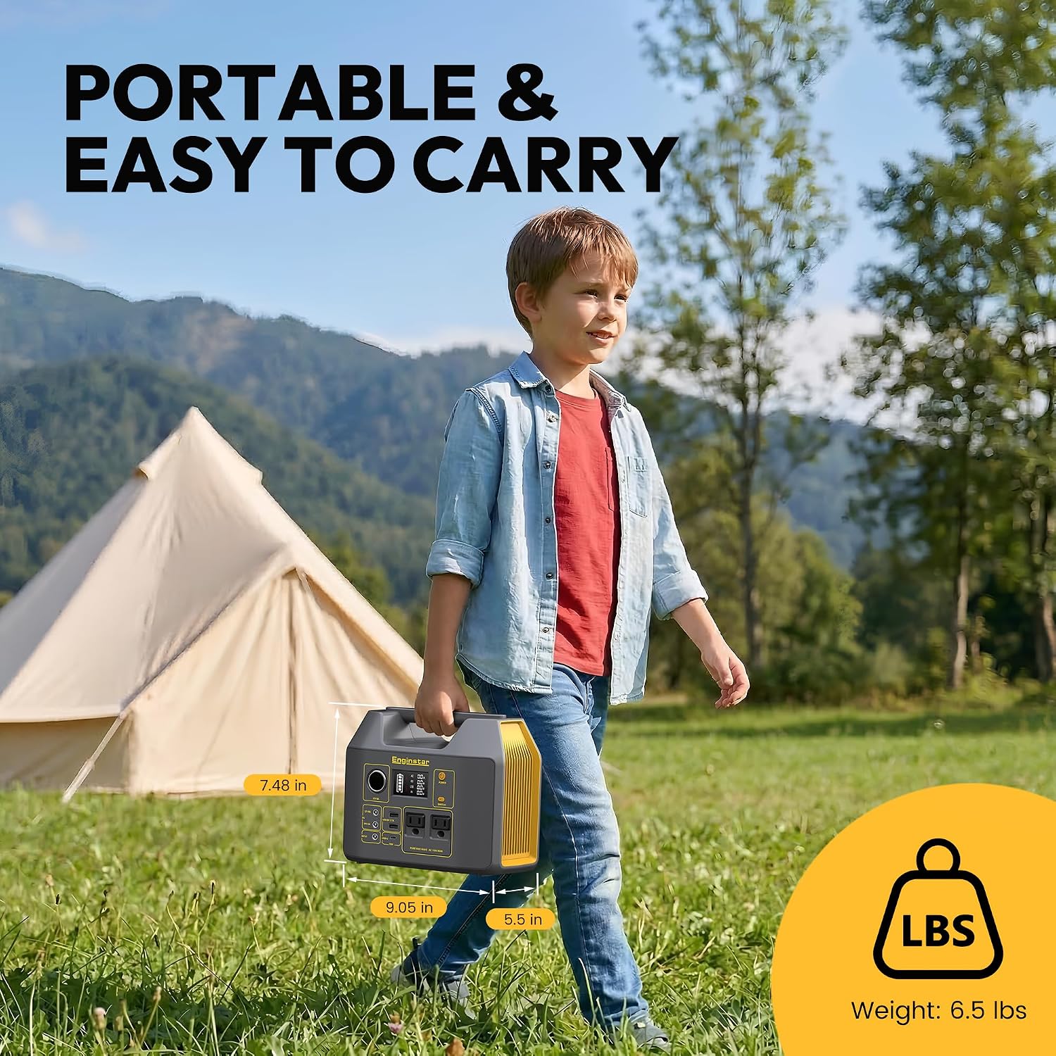 EnginStar Portable Power Station,300W Solar Generator, 110V 296Wh Power Bank Two Pure Sine Wave AC Outlet 80000mAh Lithium Battery Pack for Camping Outdoors Trip RV Hunting Vans Emergency Backup