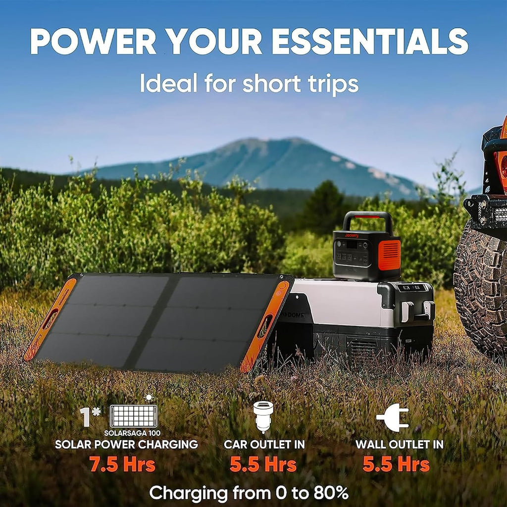 Jackery SolarSaga 100W Bifacial Portable Solar Panel for Explorer 240/300/500/1000/1500 Power Stations, Foldable Solar Cell Solar Charger with USB Outputs for Phones, Rooftops, Outdoor Camping and RVs